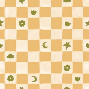 Starflower Chess Yellow Wallpaper by Urban Road, a Wallpaper for sale on Style Sourcebook