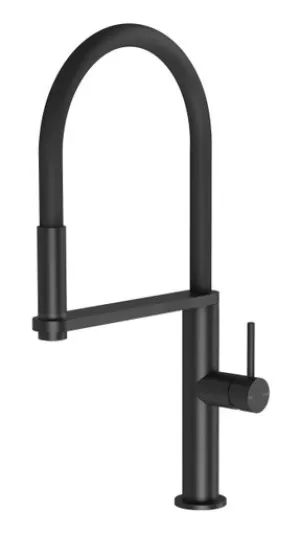 Blix Round Flexible Hose Sink Mixer With Black Hose 5Star Lead Free In Matte Black By Phoenix by PHOENIX, a Kitchen Taps & Mixers for sale on Style Sourcebook