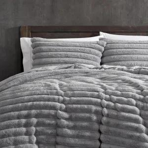 Ardor Boudoir Jax Smoke Chunky Faux Fur Quilt Cover Set by null, a Quilt Covers for sale on Style Sourcebook