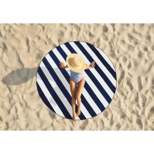 Ardor Alana Navy Sand Free Round Beach Towel by null, a Outdoor Accessories for sale on Style Sourcebook