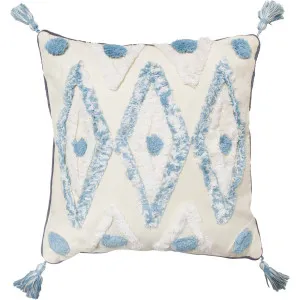 Blue Bohemian Diamond Cushion 45x45cm by La Vida Trading, a Cushions, Decorative Pillows for sale on Style Sourcebook