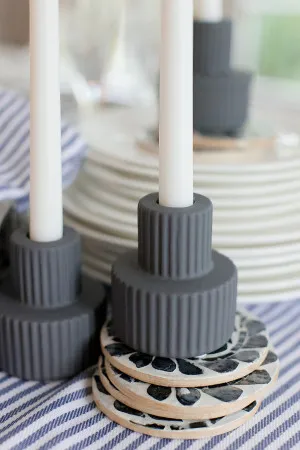 Verona Dark Grey Ceramic Candle Holder by Coast to Coast, a Candle Holders for sale on Style Sourcebook
