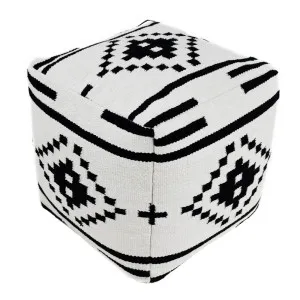 J.Elliot Ezra Foot Stool Ottoman White/Black 45cm x 45cm x 40cm by J Elliot, a Ottomans for sale on Style Sourcebook