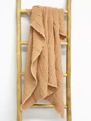 Luxurious Coogee Cotton Throw Blanket Dusty Pink by Robert Mark, a Throws for sale on Style Sourcebook
