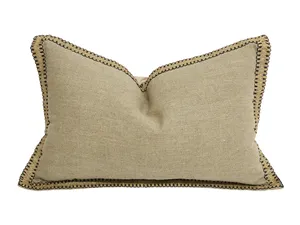 Natural Rectangular Artisan Linen & Jute Cushion With Microfiber Fill 60x40CM by Robert Mark, a Cushions, Decorative Pillows for sale on Style Sourcebook
