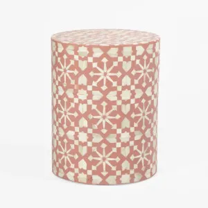 Adina Bone Inlay Side Table Peach White by Florabelle Living, a Side Table for sale on Style Sourcebook