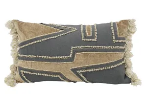 Zazu Velvet Stone Wash Cushion Black & Toffee 30X50CM by Robert Mark, a Cushions, Decorative Pillows for sale on Style Sourcebook