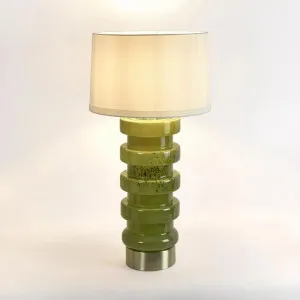 Remy Green Glass Table Lamp & White Shade by Florabelle Living, a Lamps for sale on Style Sourcebook
