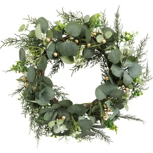 Christmas Hanging Wreath Gold Silvergum 45x45x10cm by La Vida Trading, a Christmas for sale on Style Sourcebook