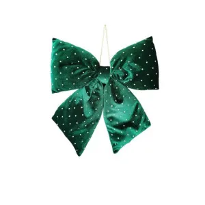 Set of 2 Christmas Hanging Bow W/Dots Velvet 30x34cm Green by Coast to Coast, a Christmas for sale on Style Sourcebook
