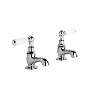 Brodware Neu England Pillar Taps With Flow Control and White Porcelain Lever Durobrite Chrome by Brodware, a Bathroom Taps & Mixers for sale on Style Sourcebook