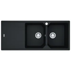 Franke Urban Fragranite Onyx Topmount Double Bowl Sink with Left Hand Drainer by Franke, a Bathroom Fixtures for sale on Style Sourcebook