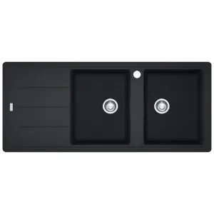 Franke Basis Double Bowl Sink Topmount, Left Hand, Onyx by Franke, a Kitchen Sinks for sale on Style Sourcebook