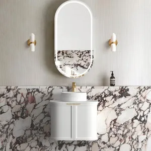 Otti Hampshire 600mm Satin White Wall Hung Curve Vanity (Cabinet Only) by Otti, a Vanities for sale on Style Sourcebook