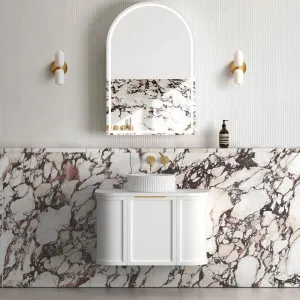 Otti Hampshire 750mm Satin White Wall Hung Curve Vanity (Cabinet Only) by Otti, a Vanities for sale on Style Sourcebook