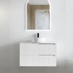 Otti Noosa 900mm Satin White Wall Hung Vanity (Cabinet Only) by Otti, a Vanities for sale on Style Sourcebook