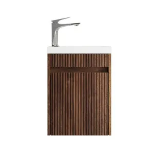 Otti Mini Ensuite Vanity 400mm Stable Walnut Fluted Vanity (with Basin) by Otti, a Vanities for sale on Style Sourcebook