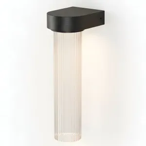 Lighting Republic Edge Cylinder LED Wall Light with Ribbed Glass and Iron Accent Clear by Lighting Republic, a Wall Lighting for sale on Style Sourcebook