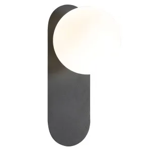 Oriel Lighting Ping Contemporary Wall Light with Opal Glass Shade Black by Oriel Lighting, a Wall Lighting for sale on Style Sourcebook