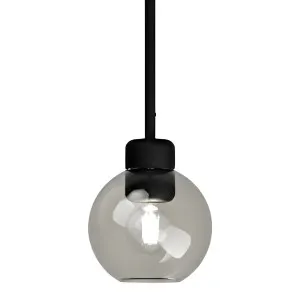Lighting Republic Parlour Lite Sphere Glass Pendant with Textured Black Suspension Clear by Lighting Republic, a Pendant Lighting for sale on Style Sourcebook