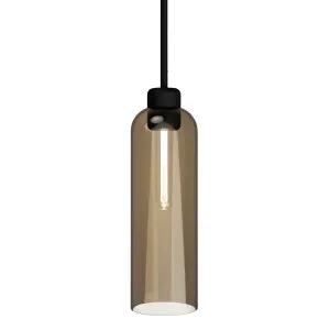 Lighting Republic Parlour Lite Elong Glass Pendant with Textured Black Suspension Amber by Lighting Republic, a Pendant Lighting for sale on Style Sourcebook