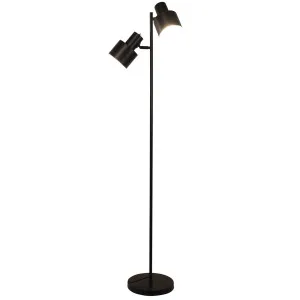 Oriel Lighting Ari Twin Metal Floor Lamp with Adjustable Heads and Sleek Finish Black by Oriel Lighting, a Lamps for sale on Style Sourcebook