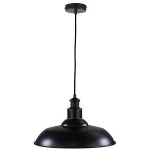 Oriel Lighting Slater Classic Metal Pendant with Wide Industrial Shade Black by Oriel Lighting, a Pendant Lighting for sale on Style Sourcebook