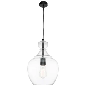 Cougar Bellac Contemporary Glass Pendant with Sleek Metal Accent - Black by Cougar, a Lighting for sale on Style Sourcebook