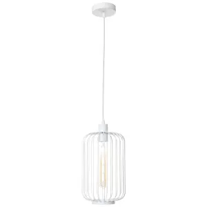 Cougar Kurten Modern Industrial Metal Pendant with Lantern-Inspired Design - White by Cougar, a Lighting for sale on Style Sourcebook