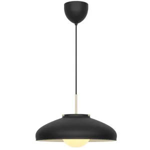 Nordlux Latif Shallow Dome Metal Pendant with Brass Accents Black by Nordlux, a Pendant Lighting for sale on Style Sourcebook