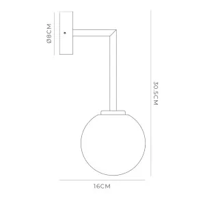 Lighting Republic Orb Long Arm Medium Wall Light with Opal Glass Shade Dark Bronze by Lighting Republic, a Wall Lighting for sale on Style Sourcebook