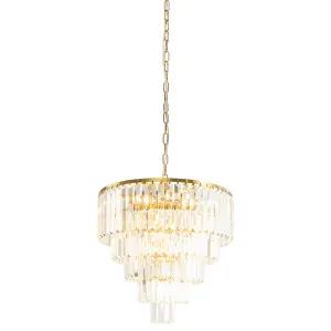 Celestial 5 Tier Cascading Crystal Pendant Satin Brass by Lighting Inspirations, a Chandeliers for sale on Style Sourcebook