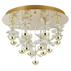 Eglo Pianopoli 3 LED Ceiling Light with Cascading Floral Glass Brass by Eglo, a Lighting for sale on Style Sourcebook