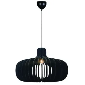 Nordlux Hazo Contemporary Large Pendant with Slatted Wood Shade Black by Nordlux, a Pendant Lighting for sale on Style Sourcebook