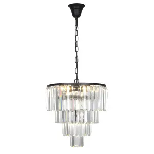 Celestial 4 Tier Cascading Crystal Glass Pendant Black by Lighting Inspirations, a Pendant Lighting for sale on Style Sourcebook