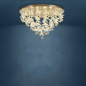 Eglo Pianopoli 3 Grande LED Ceiling Light with Cascading Floral Glass Brass by Eglo, a Lighting for sale on Style Sourcebook