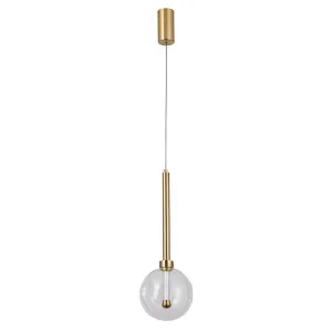 Vencha Meteor Sculptural Glass Orb LED Pendant with Gold Accent 1-Light by Vencha, a Pendant Lighting for sale on Style Sourcebook