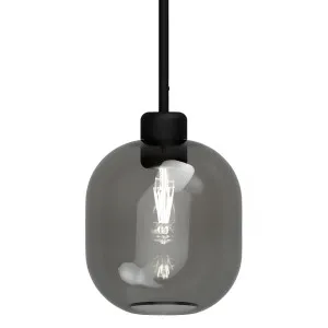 Lighting Republic Parlour Lite Curve Glass Pendant with Textured Black Suspension Smoke by Lighting Republic, a Pendant Lighting for sale on Style Sourcebook