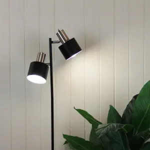 Oriel Lighting Ari Twin Metal Floor Lamp with Adjustable Heads and Sleek Finish Brushed Chrome by Oriel Lighting, a Lamps for sale on Style Sourcebook