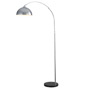 Oriel Lighting Marmo Wide Dome Shade Arc Floor Lamp with Luxe Marble Base Chrome by Oriel Lighting, a Lamps for sale on Style Sourcebook