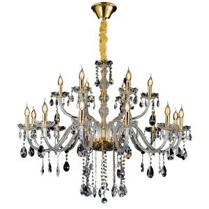 Vencha Bromley Crystal Chandelier with Modern Luxe Candelabra Design 18-Light by Vencha, a Chandeliers for sale on Style Sourcebook