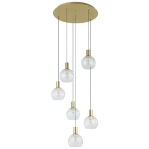 Eglo Terque Cluster LED Pendant with Cascading Glass Shades Brushed Brass by Eglo, a Chandeliers for sale on Style Sourcebook