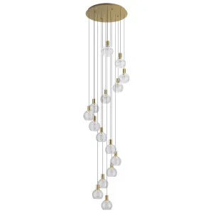 Eglo Terque Spiral LED Pendant with Cascading Glass Shades Brushed Brass by Eglo, a Chandeliers for sale on Style Sourcebook
