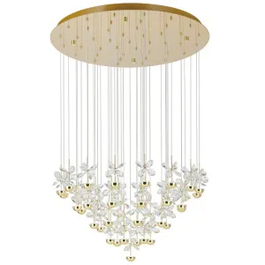 Eglo Pianopoli 3 Grande Cluster LED Pendant with Cascading Floral Detailing Brass by Eglo, a Chandeliers for sale on Style Sourcebook