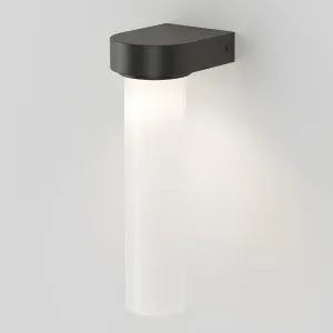 Lighting Republic Edge Cylinder LED Wall Light with Ribbed Glass and Iron Accent Frosted by Lighting Republic, a Wall Lighting for sale on Style Sourcebook