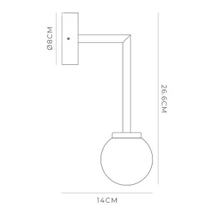 Lighting Republic Orb Long Arm Small Wall Light with Opal Glass Shade White by Lighting Republic, a Wall Lighting for sale on Style Sourcebook