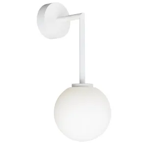 Lighting Republic Orb Long Arm Medium Wall Light with Opal Glass Shade White by Lighting Republic, a Wall Lighting for sale on Style Sourcebook