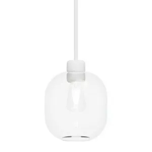 Lighting Republic Parlour Lite Curve Glass Pendant with Textured White Suspension Clear by Lighting Republic, a Pendant Lighting for sale on Style Sourcebook