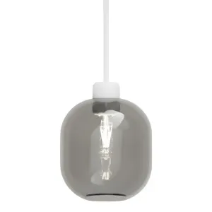 Lighting Republic Parlour Lite Curve Glass Pendant with Textured White Suspension Smoke by Lighting Republic, a Pendant Lighting for sale on Style Sourcebook