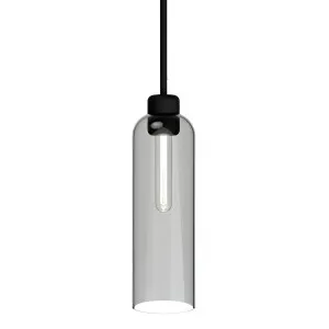 Lighting Republic Parlour Lite Elong Glass Pendant with Textured Black Suspension Smoke by Lighting Republic, a Pendant Lighting for sale on Style Sourcebook